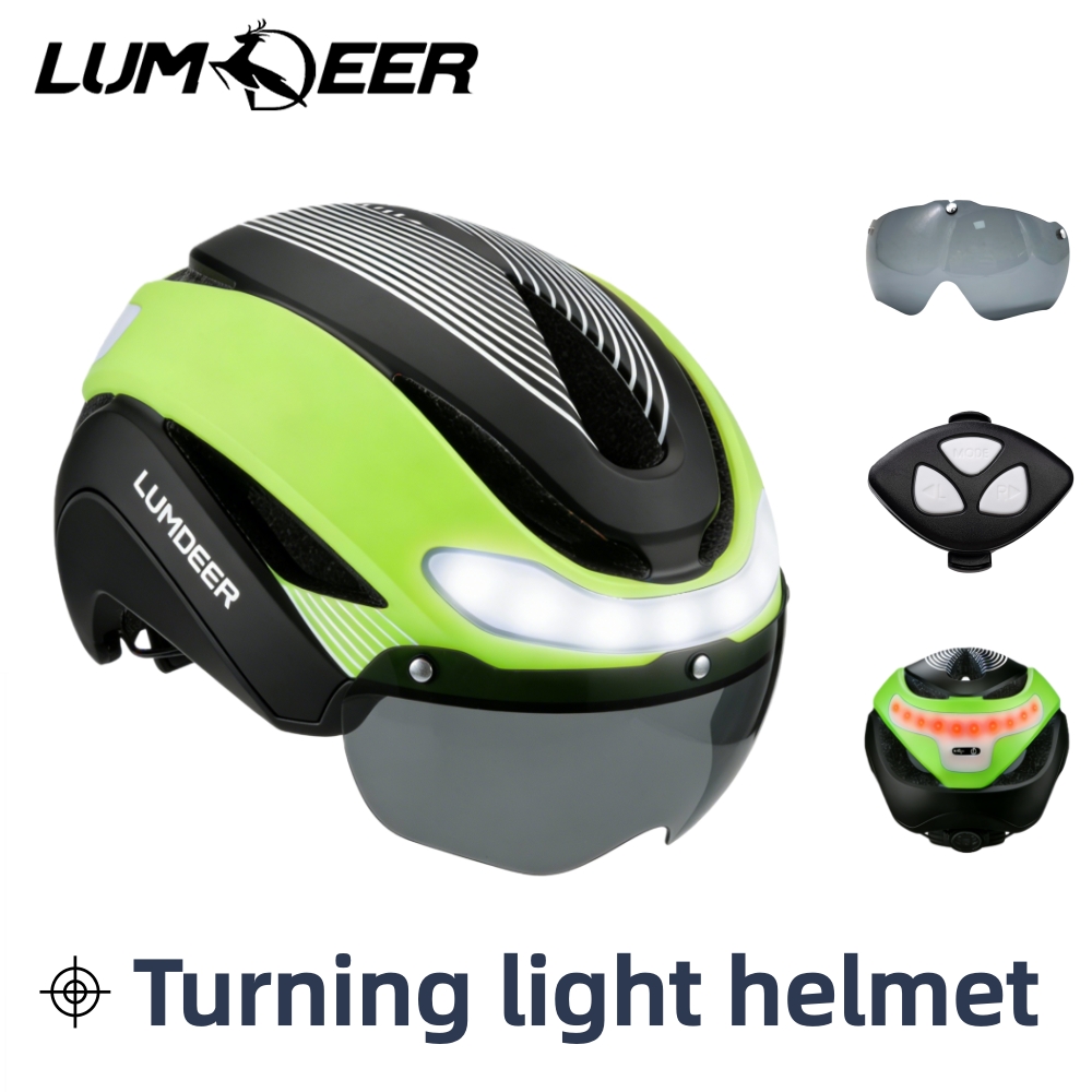 Bike Light Front Rear - หมวกกันน็อคจักรยานเสือหมอบ LUMDEER พร้อมไฟเลี้ยว แว่นตาแม่เหล็ก และที่บังแดด สำหรับการขี่แข่งจักรยานเสือหมอบน้ำหนักเบาพิเศษสำหรับผู้ใหญ่