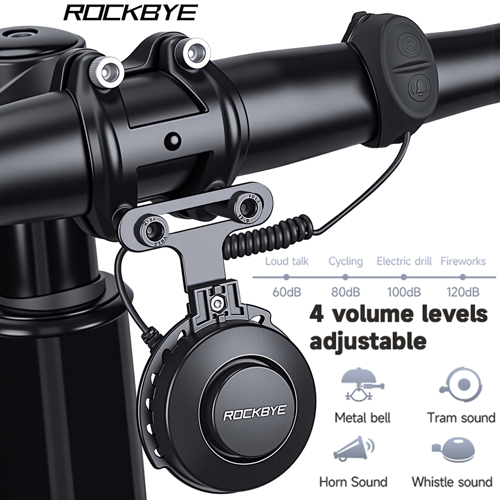 Bell Handlebar Ring - แตรไฟฟ้าสำหรับจักรยาน IP65 กันน้ำ 120dB เสียงดัง ชาร์จได้