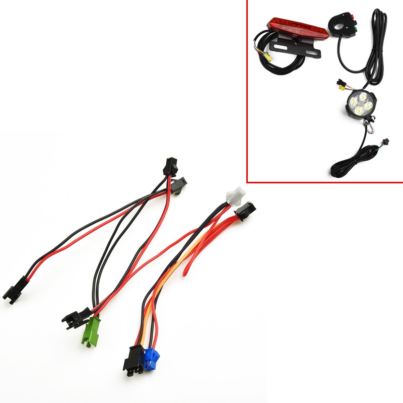 Bike Light Front Rear - สายเชื่อมต่อไฟจักรยานไฟฟ้า24-60V ไฟหน้าจักรยานไฟฟ้าด้านหน้าไฟท้ายไฟท้ายจักรยานลวดยาง eBike อุปกรณ์เสริมการปั่นจักรยาน bicicleta