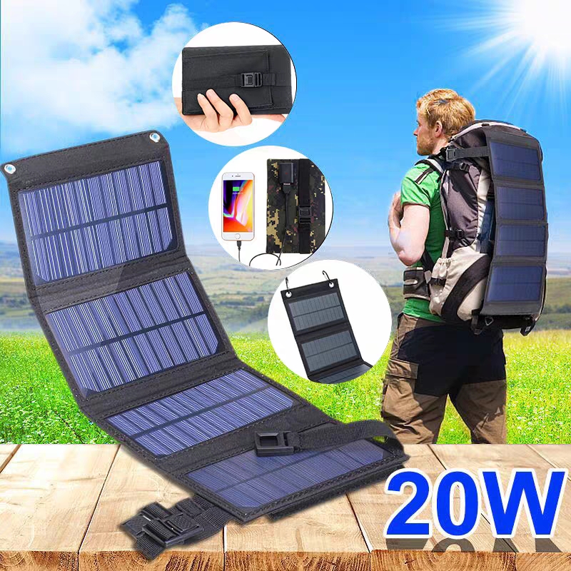 Usb Charger Dynamo - แผงโซลาร์เซลล์แบบพับได้ 20W 50W 60W แผงโซลาร์เซลล์แบบพกพา ชาร์จ