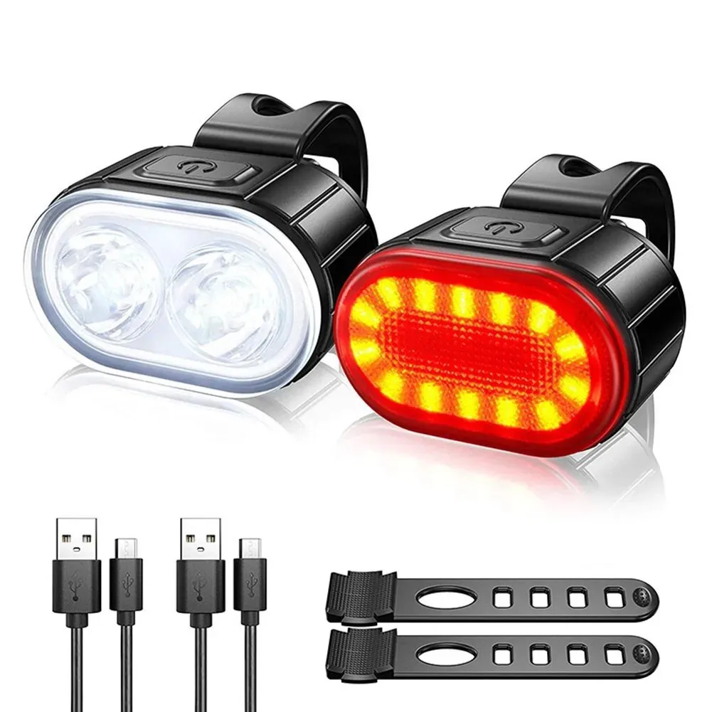 Bike Light Front Rear - ไฟจักรยานหน้า-หลังแบบชาร์จไฟได้ ไฟฉาย USB สำหรับจักรยาน ไฟหน้า/ไฟท้าย/ชุดไฟจักรยาน อุปกรณ์เสริมโคมไฟจักรยาน