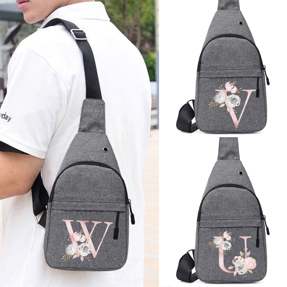 Cycling Commuter Bag - กระเป๋าสะพายข้างแบบปรับได้รุ่นใหม่ กระเป๋าสะพายไหล่เดียว ลายดอกไม้สีชมพู พิมพ์ลายตัวอักษร กระเป๋าเก็บของจุกจิก สำหรับปั่นจักรยานและเดินทาง