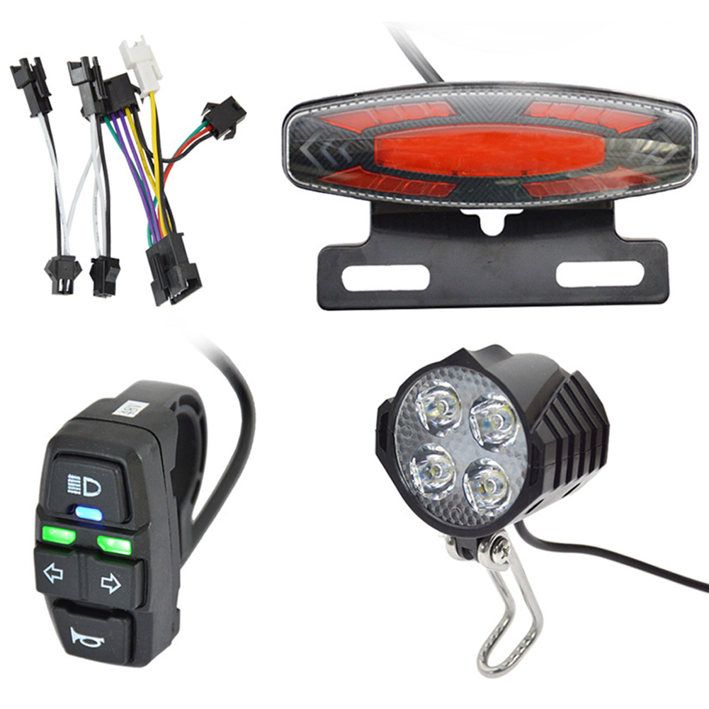 Bike Light Front Rear - EBike เบรคหน้าด้านหลัง 24V 48V จักรยานโคมไฟฮอร์นสวิทช์ไฟหน้าไฟฟ้าจักรยานเลี้ยวไฟท้ายชุดอุปกรณ์เสริม