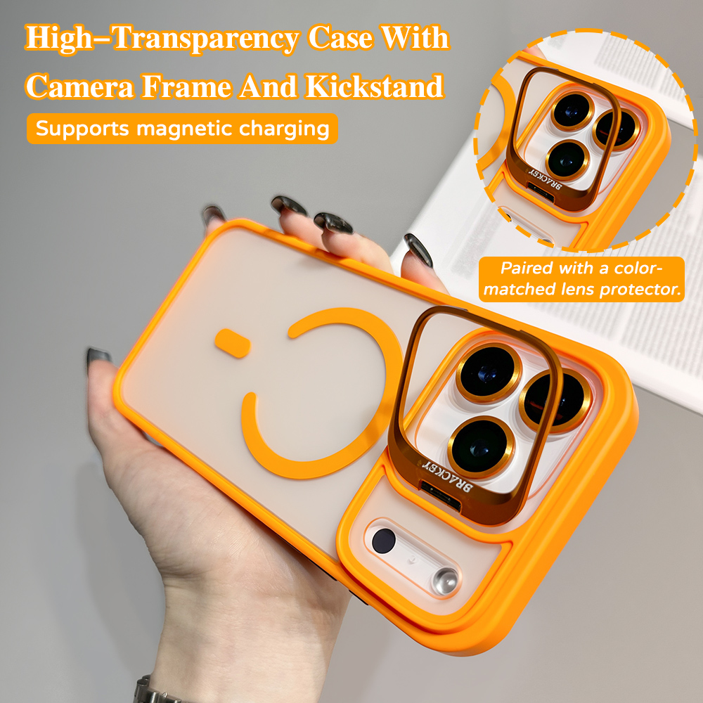 Kickstand Adjustable - เคสโทรศัพท์แม่เหล็กพร้อมขาตั้งเลนส์สำหรับ Apple iPhone 17 16 15
