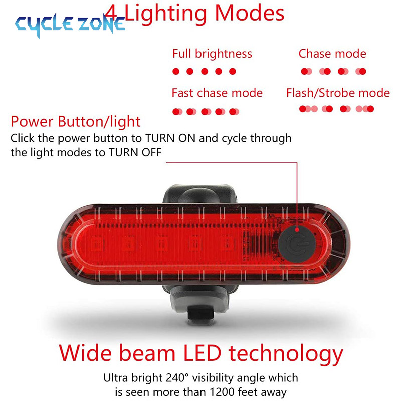 ไฟท้ายจักรยานด้านหลัง USB ชาร์ - Bike Light Front Rear บทวิจารณ์และราคา